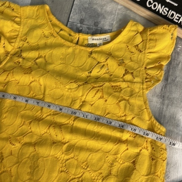 MONTEAU golden yellow flutter cap sleeve dress. Fully lined. Size medium. EUC - Picture 6 of 11
